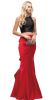 Short Top Long Ruffled Back Skirt Two Piece Prom Dress in Red